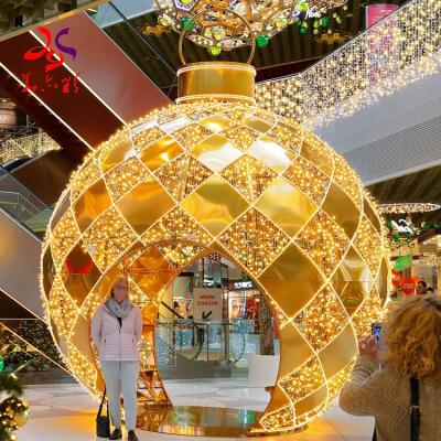 China Outdoor Commercial Christmas Decoration Project Use Lights Large Deco 3d Ball Pattern Ball Outdoor Led Ball Lights for sale