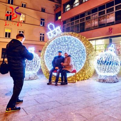 China Commercial Use Outdoor Christmas Decorations Ball Giant Led Acrylic 3d Christmas Balls Pattern Lights For Shopping Mall for sale