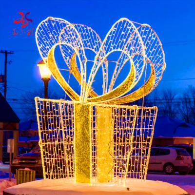 China Commercial Use Christmas Pattern Light Lit Outdoor Decorations Gift Boxes Giant Christmas Outdoor Lighting For Shopping Mall Decoration for sale