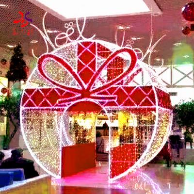 China Commercial Use Gift Box Pattern LED Light Christmas Light 3D Decoration Acrylic Indoor Outdoor Christmas Light Gift Box for sale