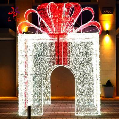 China Grandview Mall Christmas Use Commercial Outdoor Decorations Box Christmas Holiday 3d Pattern Light Outdoor Christmas Gift Box for sale