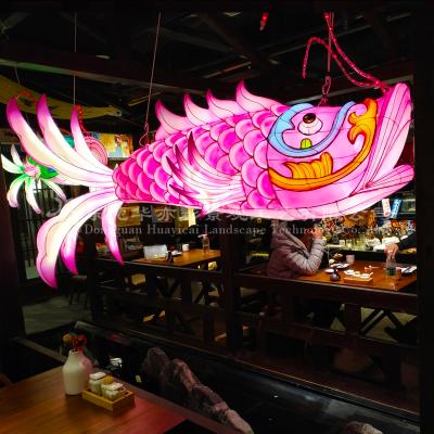 China Vietnamese Shape Silk Animal Fish Lanterns Festival Decoration Festival Lantern Silk Lantern for sale