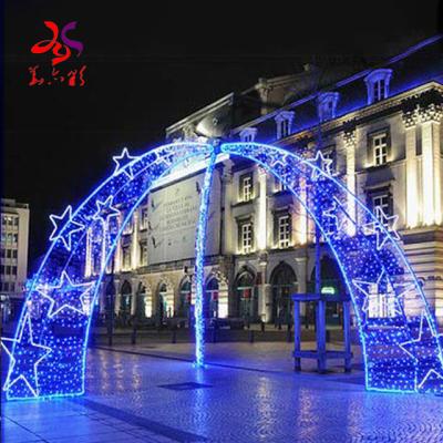 China Large Outdoor Commercial Use Decor Metal Christmas Street Light Arch Decoration Led Arch Christmas LED Street 3d Pattern Lights for sale