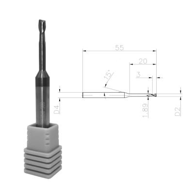 China 55HRC 2 Flutes 2mm Tungsten Carbide End Mill for Metal for sale