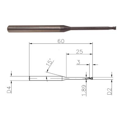 China carboneto contínuo Endmills da flauta 55HRC 2 de 2mm para de aço inoxidável à venda