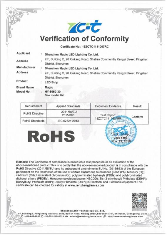 RoHS - Shenzhen Magic Led Lighting Co., Ltd.