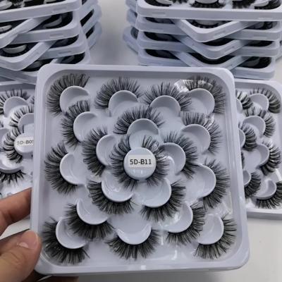 China Wholesale Long Lashes 3d False Eyelashes Fluffy Natural Mink 18mm Strip 5D Lashes Package 8 Pairs for sale