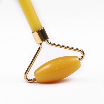 China Wholesale Yellow Stone Skin Lift Mini Jade Roller Gua Sha Facial Skin Care for sale