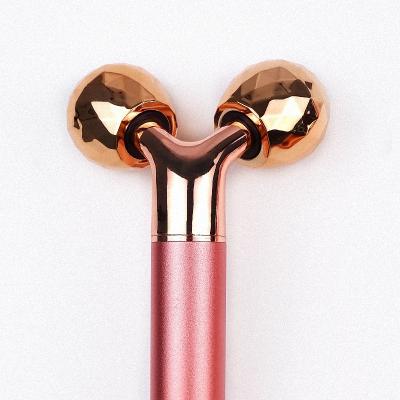 China Wholesale Face Y Shape Metal Face Lift Massager 3D Cleansing Pink Electric Roller for sale