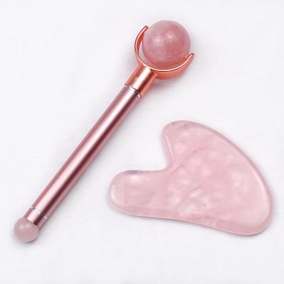 China Wholesale Face Lift Rose Natural Jade Stone Roller Beauty Gua Sha Facial And Eye Massager for sale