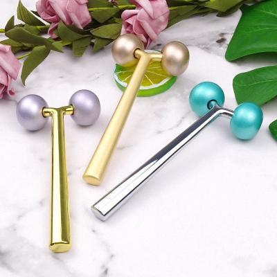 China High Quality Face Lift V Shape Gold Metal Massager Metal Stainless Steel Roller For Face for sale