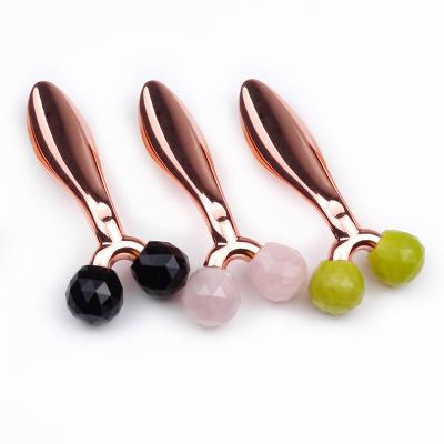 China 2022 New Face Lift Style Sapphire Vibrating Facial Stone 3D Y-Shape Massage Jade Facial Roller for sale