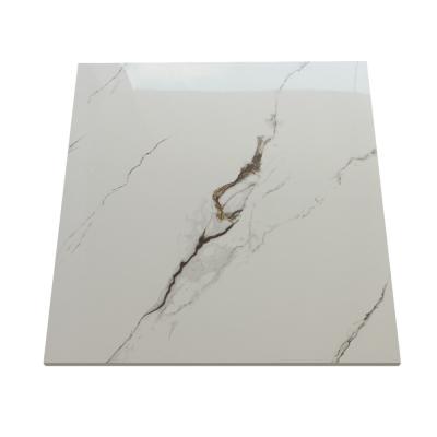 China Berdroom Floor Modern High Quality Marble Look Full Carrara White Body Polished Glazed Tile for sale