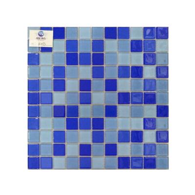 China Hot Sale Square Mosaic Slab Backsplash Crystal Blue Glass Flooring Pool Slab for sale