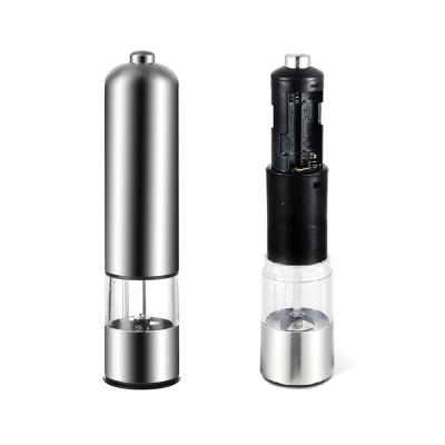 China Viable Adjustable Portable Salt Spice Crusher Automatic Electric Acrylic Pepper Grinder for sale