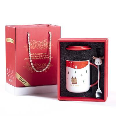 China 14 Ounce Christmas Gift Coffee Mug Uninverted Ceramic Coffee Dishwasher And Microwave Safe With Lid Tea Cup for sale