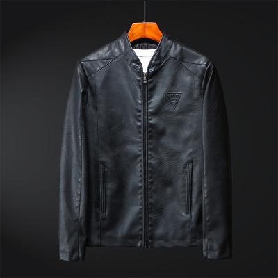 China Foreign trade waterproof new men's motorcycle leather jacket men plus soft PU hooded leather jacket for sale