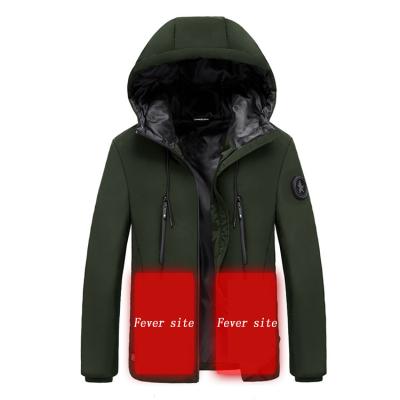 China New Technology Sustainable Men Heating Winter Hood Jacket Coat Keep Body Temperature for sale