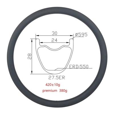 China Mountain Bikes 27.5 Tubeless XC Mountain Bike Carbon Bicycle Wheel Rim 30mm Wide MTB for sale