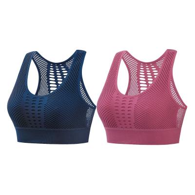 China Breathable Yoga Wear Sports Bra Knit Yoga Female High Strength Shockproof Top Running Fitness Bra for sale