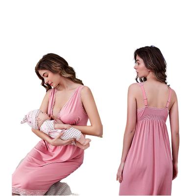 China 2021 New Fashion Pregnant Women Breathable Long Belt V-collar Lactation Dress for sale