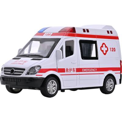 China Diecast Toy 1:32 Simulation Ambulance Diecast Toy Vehicles To Pull Back Sound And Light Alloy Diecast Car Toy Diecast Toy for sale