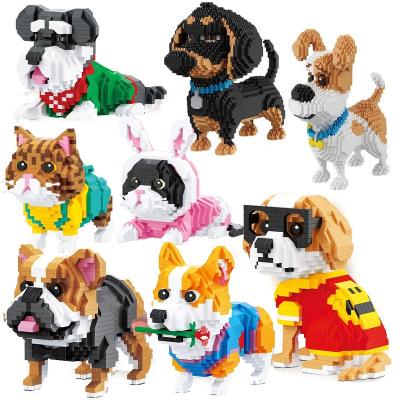 China DIY TOY Animals Dog Dinosaur Tyrannosaurus Building Blocks Set Rabbit Panda Cartoon Pet Bricks Model Eduional Toys for sale