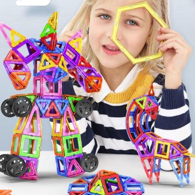 China Large Size 150-20pcs Plastic Magnetic Designer Building Blocks Set Magnet Assemble Bricks Educational Toys For Children for sale