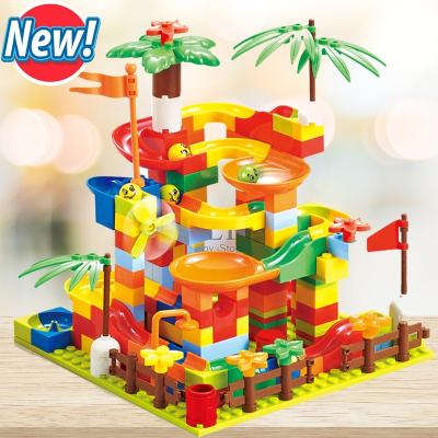 China Small Size DIY TOY New Marble Race Run Block Building Construction Blocks Set Funnel Slide DIY Plastic Assembly Bricks Toys For Children for sale