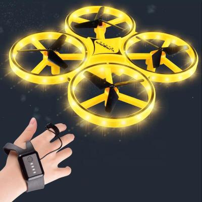 China Mini Watch RC App Controlled Drone Feeling Gesture Infrared Induction LED Quadcopter UFO Helicopter Smart Remote Control Kids Toys for sale