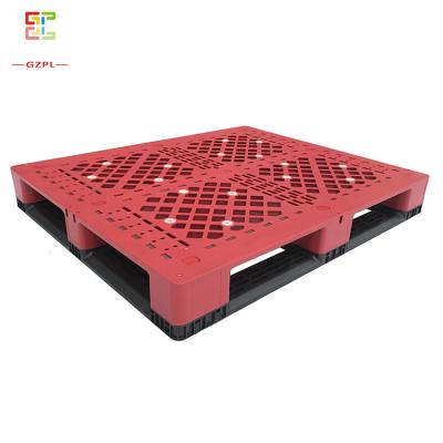 China Steel Reinforced Reversible Pallet 1200*1000mm Plastic Closed Deck Top Double Faced for sale