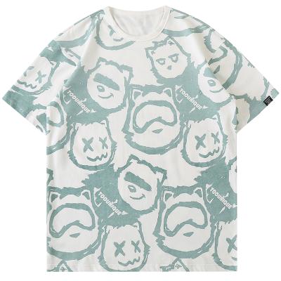 China New Summer Style Good Quality Anti-wrinkle Full Print Fun Bear Cotton T-shirt Hot Selling Brand Neutral Short Sleeve T-shirt for sale