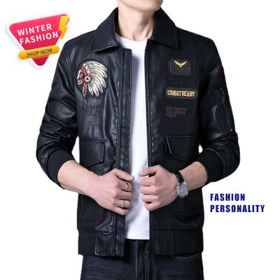 China New Customized Viable Mens PU Leather Jacket Large Size Bomber Jacket Customized Motorcycle Jacket M-4XL for sale