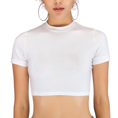 China Wholesale Eco Friendly Sexy Logo Shorts QUICK DRY Custom Ladies Sleeve Tight Sports Crop Top For Women for sale