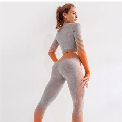 China 2021 wholesale hot sale high waist fashionable sexy color fitness anti-pilling seamless yoga long set for women for sale