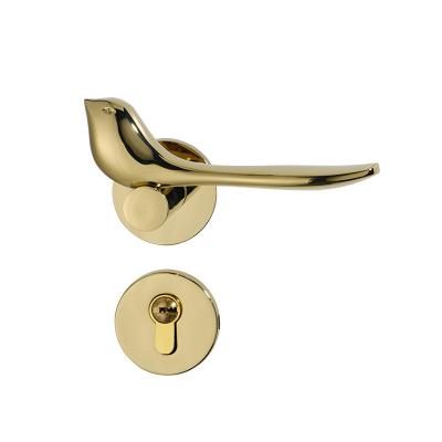 China Household Door Locks Bird Tube Handle Gold Entry Rosette Lever Interior Square Door Locks with Handles for sale