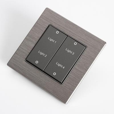 China Guang Gray Panel Hotel Touch Light Safety 4 Switch Hospital RF Smart Wifi Smart Home Glass Wall Switch for sale