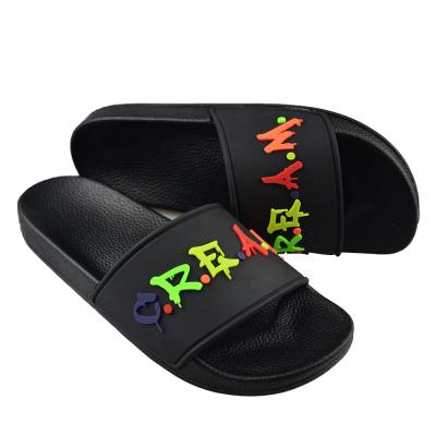 China Fashion Trend Hot Sale Custom 3D Logo Slides Rubber Slippers Slips Women Logo Printing Slides Men's Slippers for sale