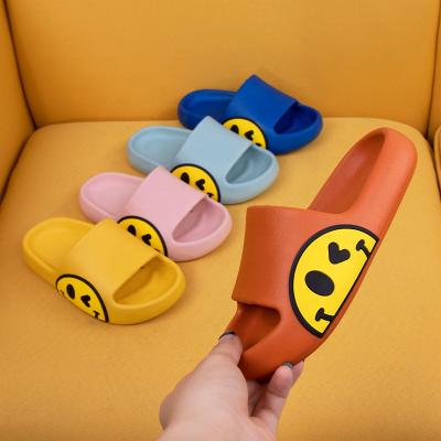 China Novelty Cartoon Smiley Face EVA Lightweight Brave Man Slides Shoes Kids House Outdoor Slides Slippers for Kids and Children for sale