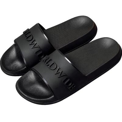 China Anti-Smell Designer Fashion PVC Customized Ladies 3D Logo Printing Slides Vendor Fashion Logo Beach Black Slipper Custom Made For Men for sale