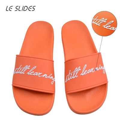 China Anti-Smell Mens Rubber Single Slides Shoes 3D Logo Printing Slippers Orange Blank Logo Light Custom Slipper For Ladies for sale