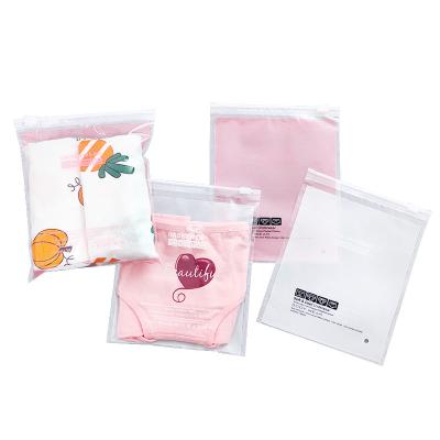 China Poly Print Moisture Proof Custom Logo Zipper Packaging Plastic Bag Zip Lock Clear Frosted Biodegradable Bag For Underwear for sale