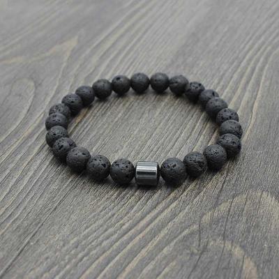 China Wholesale FASHIONABLE Custom 8mm Frosted Agate Lava Stone Beads Charms Handmade Beaded Bracelets for Men and Women for sale