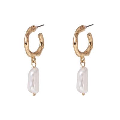 China 2021 summer new INS romantic female cold wind pearl earrings exaggerated large circle geometric earrings for sale