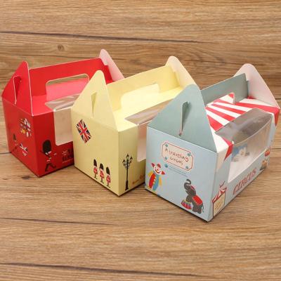 China 2020 Custom Recycled Materials New Arrival Cardboard Food Packaging Bakery Cake Favor Box Kraft Paper Box With Window for sale