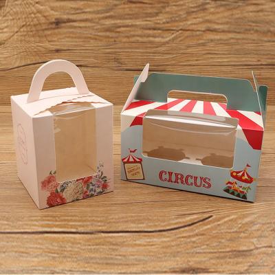 China Hot Custom Materials Color Printing Folding Clear Recycled PET Paper Cardboard Cake Pastry Box With PVC Window for sale