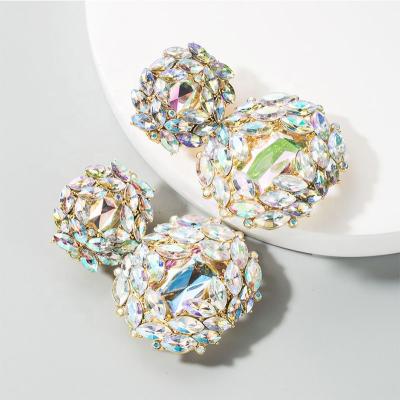 China 2021 Exaggerated Fashion Romantic Female Earrings To Combine Geometric Personality Shaped Glass Diamond Earrings Valentine's Day for sale