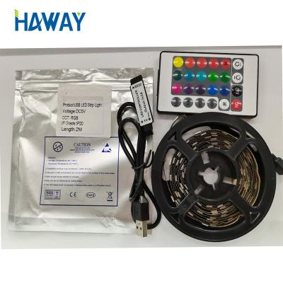 China Decorate Lighting 2021Hotsale 1M 2M 3M 5M RGB Led Strip 5V USB TV Back Light Cable Strips With 24key Remote Control for sale