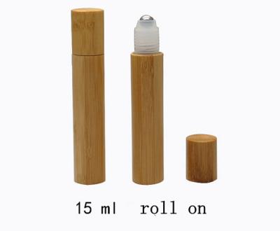 China Empty wholesale cosmetic bamboo packaging roll on bottle 15ml for sale