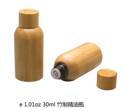 China 30ml 1oz bamboo  bottle with bamboo screw lid eco-friendly refill essential oil perfume cosmetic packaging for sale